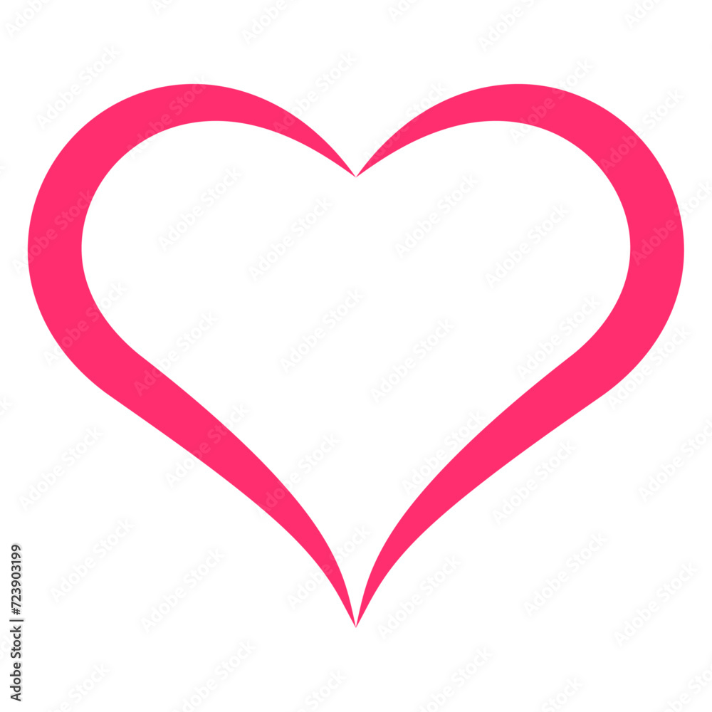 Simple pink heart outline love symbol.