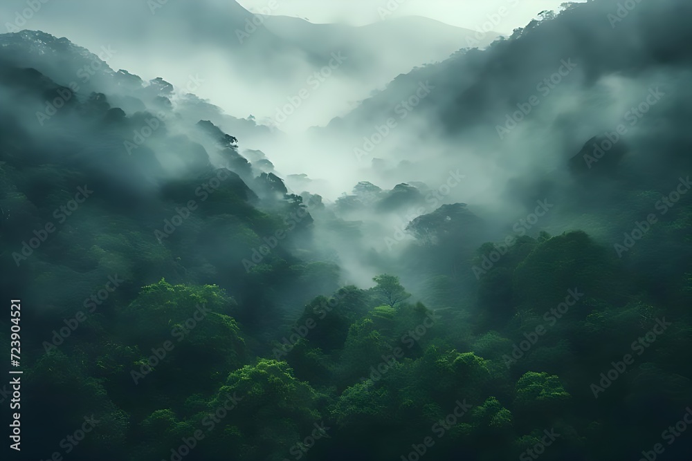 Fototapeta premium clouds over the forest and the mountains