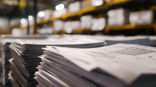 Close-up of a pile of completed ballots ready to be counted, election integrity theme