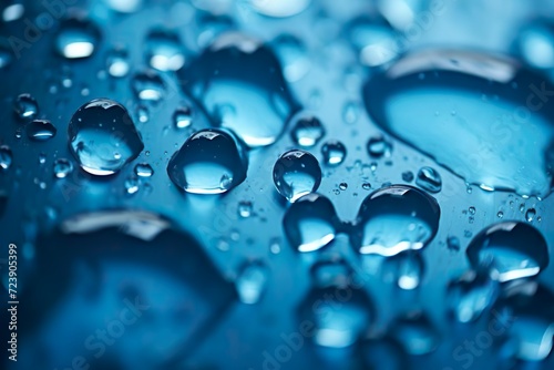 water drops on blue