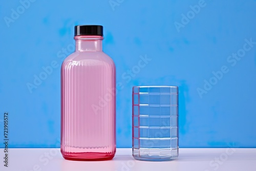 bottle of water and glass