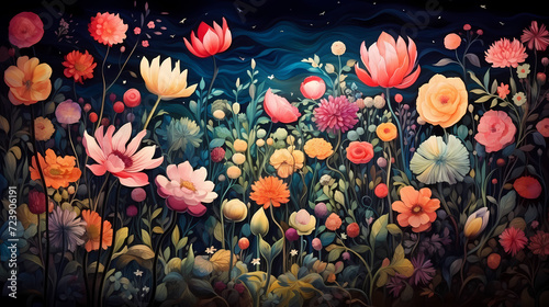 Seamless flower background, colorful flower background