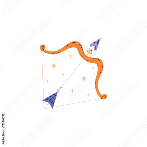 Sagittarius zodiac symbol, Astrological Horoscope zodiac icon, crossbow with arrow vector flat illustration
