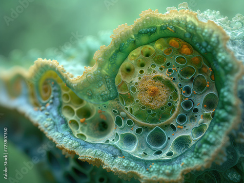 A journey into the microscopic universe, focusing on the structure of a single plant cell.  
