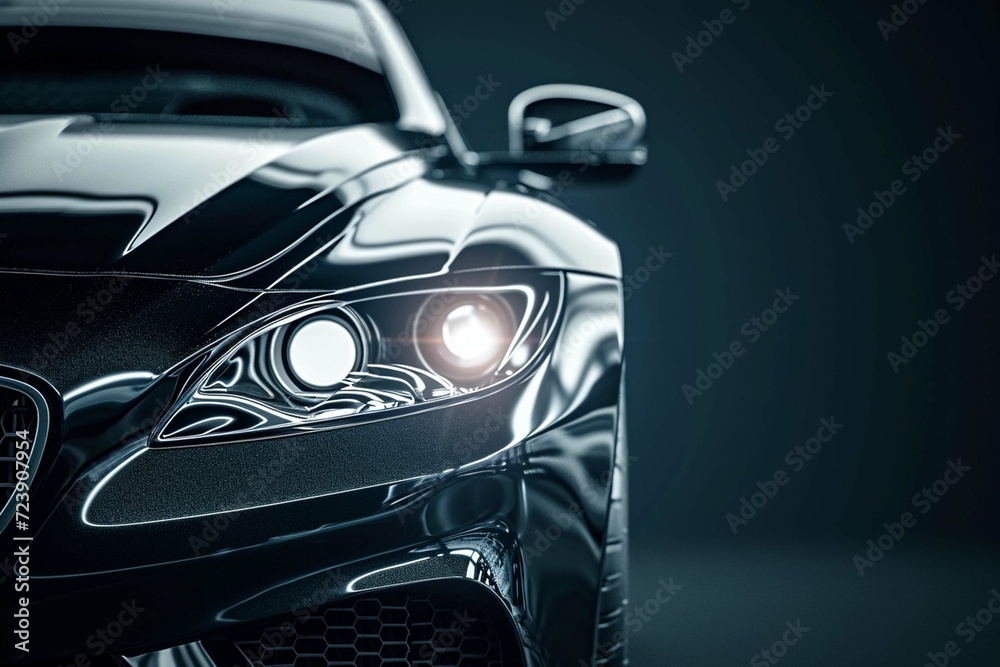 Luxury expensive car parked on dark background