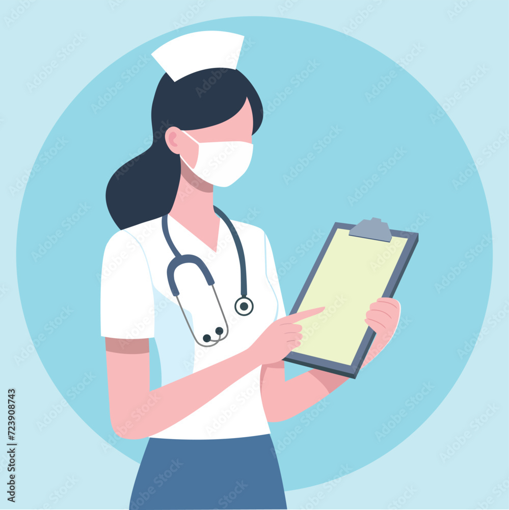 Nurse with clipboard and stethoscope vector graphics Nurse with clipboard and stethoscope vector graphics
