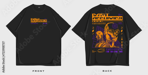 Streetwear t shirt design, futuristic t-shirt design, brutalism graphic t-shirt, street style fashion, urban trendy t-shirt design for print or screen printing