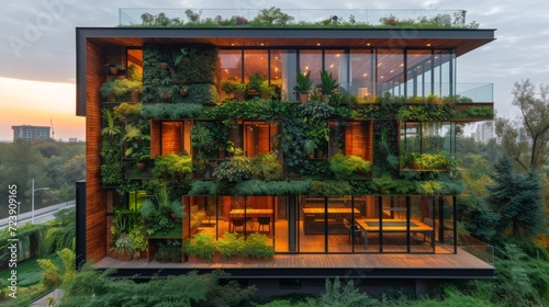 Salle de conf  rence moderne et lumineuse avec vue sur la nature. avec un mur v  g  tal