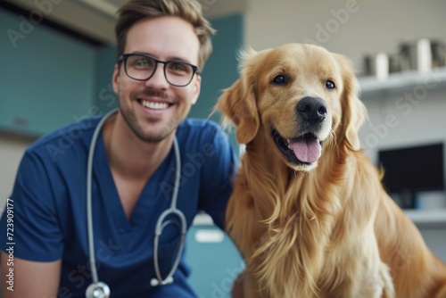 veterinarian with dog