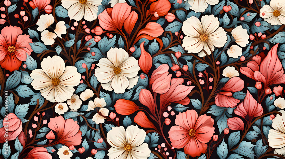 Seamless flower background, colorful flower background