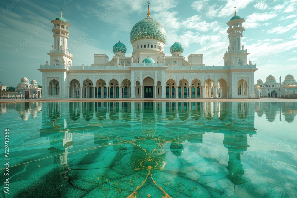 Fototapeta premium the_basilica_pav_sahib_in_the_style_of_water