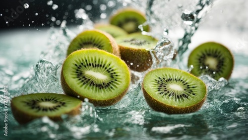 kiwi in water splash