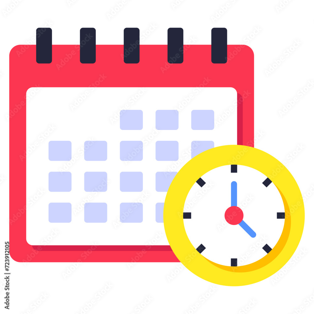Clock with calendar, icon of study timetable Clock with calendar, icon of study timetable