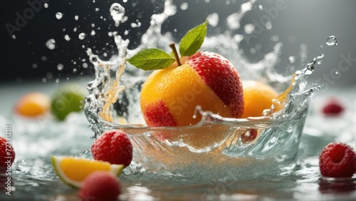 fruit with water splash