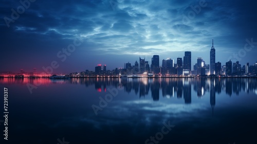 city skyline at sunset