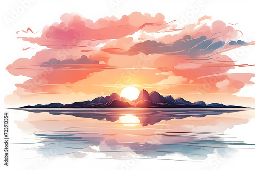 Aesthetic sunset illustration or cartoon © W2GO