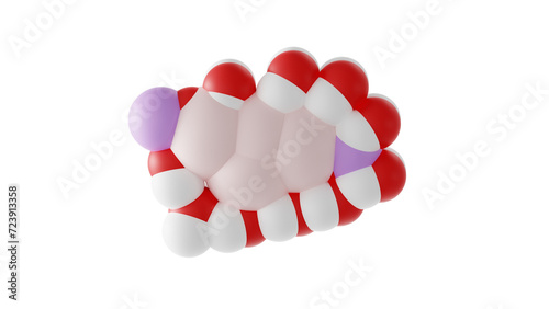 borax molecule, sodium borate, molecular structure, isolated 3d model van der Waals