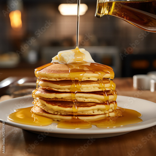 Photo of Pancake with Honey - Delicious Breakfast © Maryam