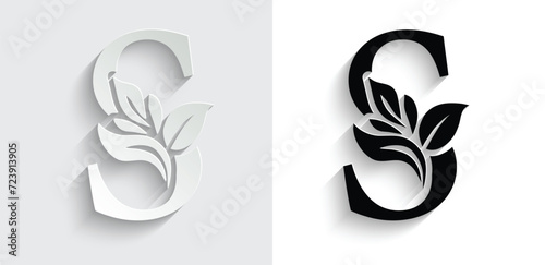 letter S flower letters. Vintage ornament initial Alphabet. Logo vector	

