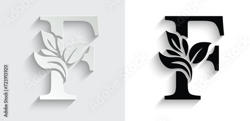 letter F flower letters. Vintage ornament initial Alphabet. Logo vector	
