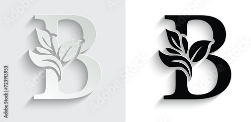 letter B flower letters. Vintage ornament initial Alphabet. Logo vector	
