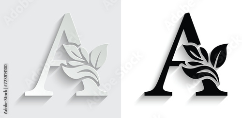 letter  flower letters. Vintage ornament initial Alphabet. Logo vector	
 photo