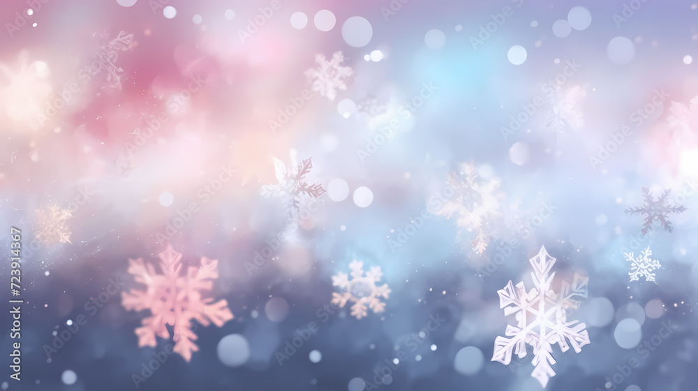 Snowflake background, snowflake border, winter holiday background, soft colors and dreamy atmosphere Snowflake background, snowflake border, winter holiday background, soft colors and dreamy atmosphere