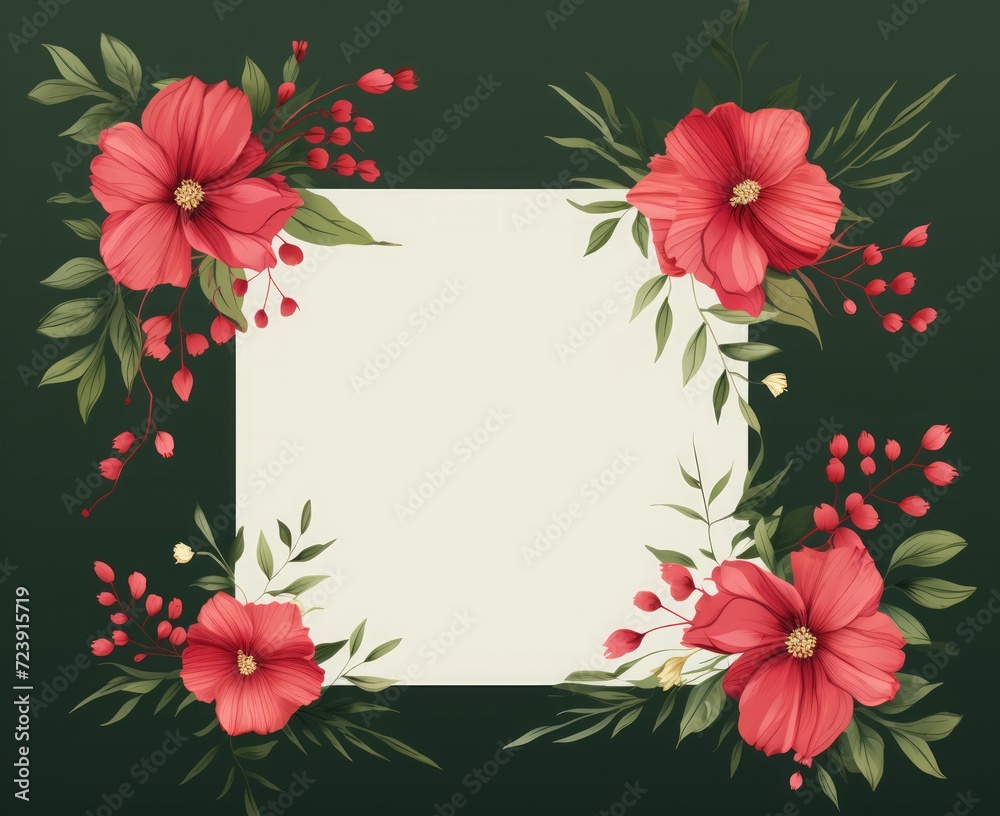 Floral wedding invitation. Wedding invitation greeting cards elegant vintage style. Wedding invitation card features pink flowers and green leaves. Floral wedding invitation. Wedding invitation greeting cards elegant vintage style. Wedding invitation card features pink flowers and green leaves.