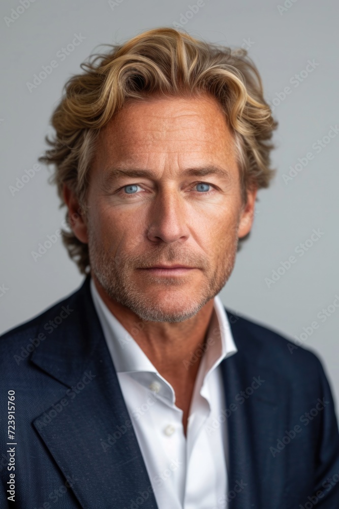 adult Caucasian male, blond hair, wearing a dark blue suit. adult Caucasian male, blond hair, wearing a dark blue suit.