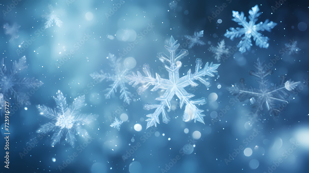 Snowflake background, snowflake border, winter holiday background, soft colors and dreamy atmosphere