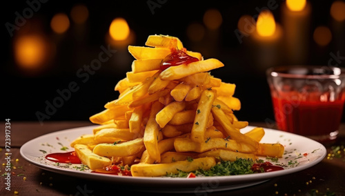 French fries or potato chips ketchup