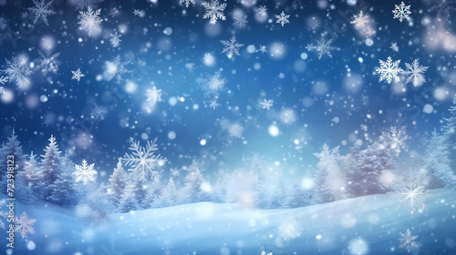 Snowflake background, snowflake border, winter holiday background, soft colors and dreamy atmosphere © feng
