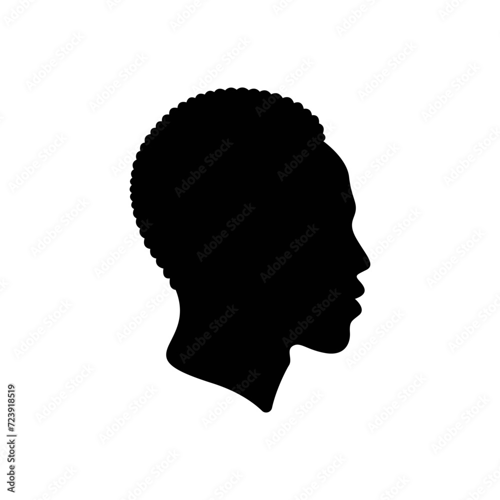 Silhouette of a person with a head. African people silhouettes vector illustration. Black people silhouette, black lives matter, black month history.