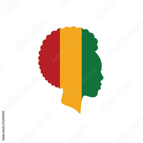 Women silhouette with red, yellow, and greeen flag. African people silhouettes vector illustration. Black people silhouette, black lives matter, black month history.