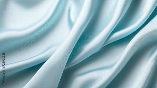 Light blue satin texture that is a light blue silver fabric silk panorama background with a beautiful and natural soft blur pattern