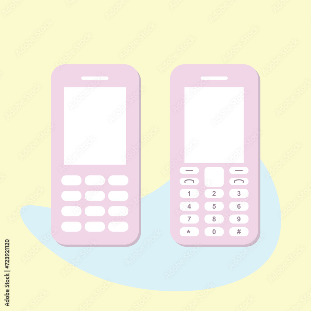 Numeric basic cellphone with keypad, flat art vector design - basic mobile phone Numeric basic cellphone with keypad, flat art vector design - basic mobile phone