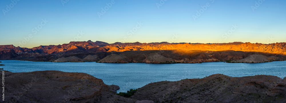Panoramic View of Lake Mojave South of Hoover Dam in Nevada, USA - Spectacular 4K Ultra HD Landscape