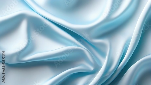 Light blue satin texture that is a light blue silver fabric silk panorama background with a beautiful and natural soft blur pattern