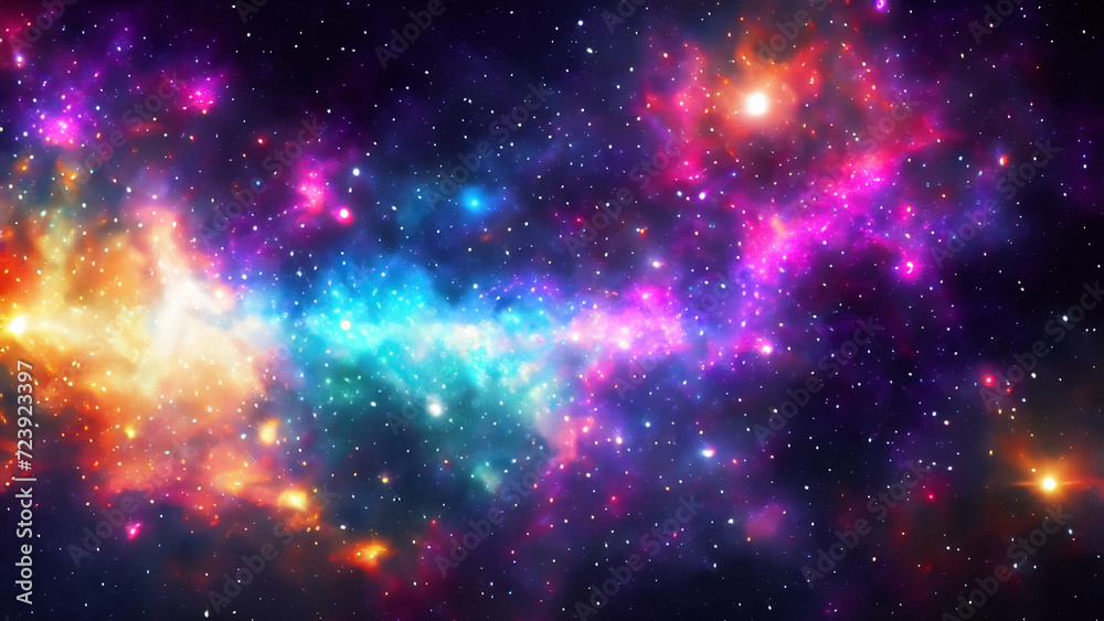 Fototapeta premium Vibrant Cosmic Nebulae and Starfield Background