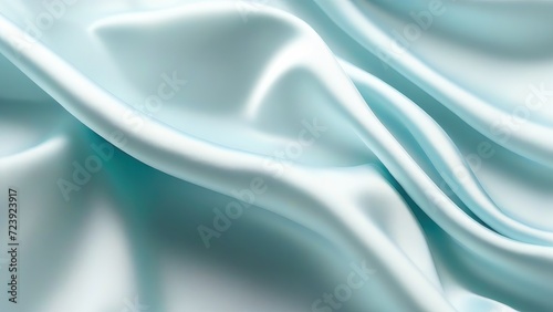 Light blue satin texture that is a light blue silver fabric silk panorama background with a beautiful and natural soft blur pattern