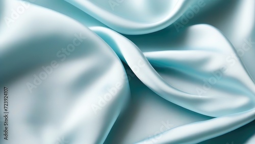 Light blue satin texture that is a light blue silver fabric silk panorama background with a beautiful and natural soft blur pattern