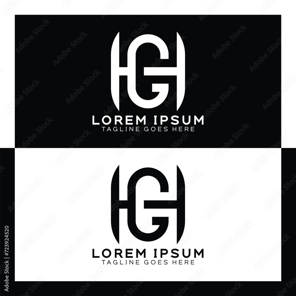 Obraz premium HG initial letter logo. Alphabet H and G pattern design monogram