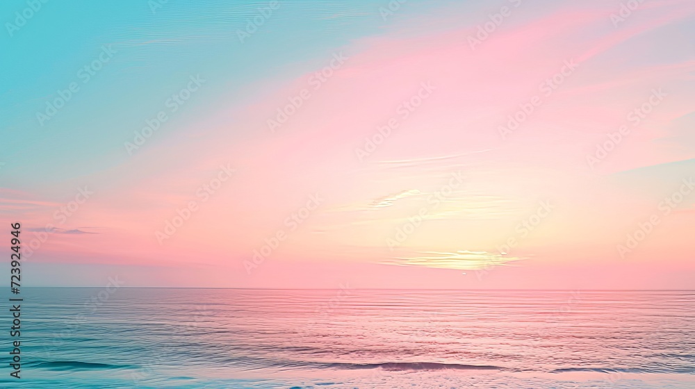 Calm sea under a sky with pastel dawn colors, creating a tranquil and serene landscape Calm sea under a sky with pastel dawn colors, creating a tranquil and serene landscape