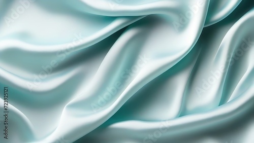 Light blue satin texture that is a light blue silver fabric silk panorama background with a beautiful and natural soft blur pattern © Hendry