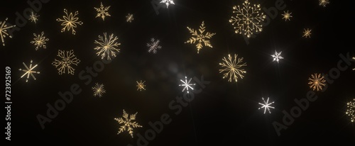 Falling snow at night. Boke...