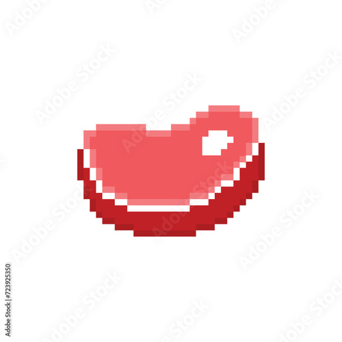  steak meat  icon 8 bit  pixel art food  icon for game  logo. 