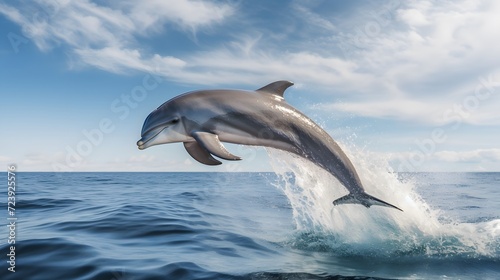 A dolphin jumping out of the water