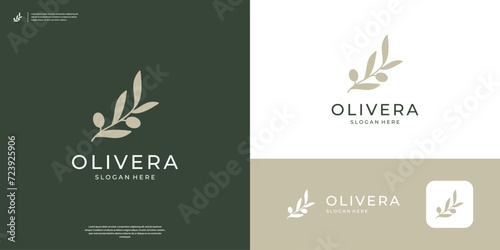 Minimalist branch olive tree logo design