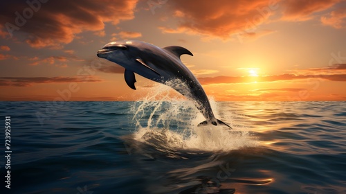 A dolphin jumping out of the water © Ziyan Yang