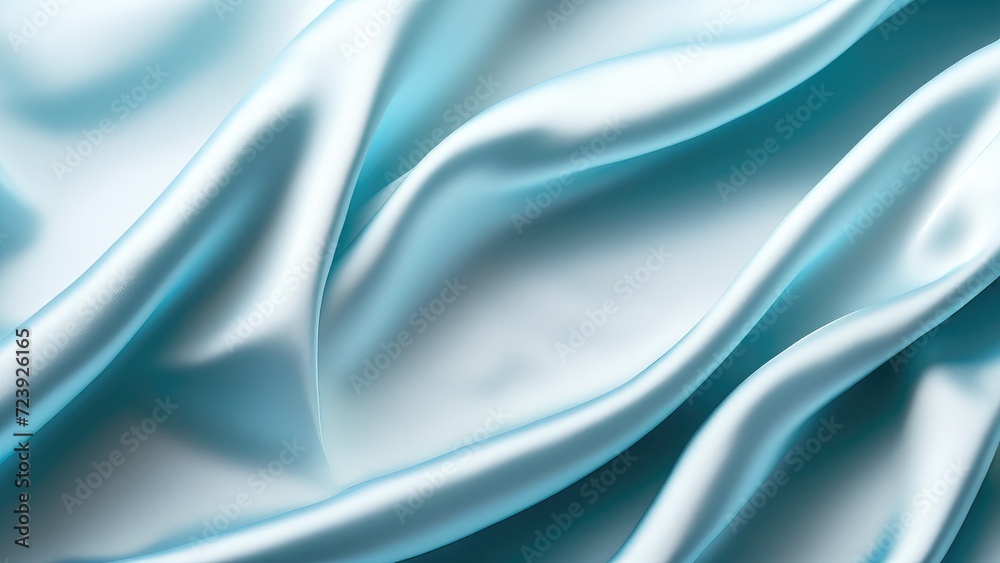 Light blue satin texture that is a light blue silver fabric silk panorama background with a beautiful and natural soft blur pattern